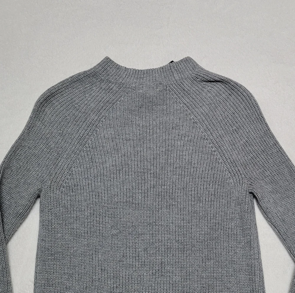 J. Crew Gayle Gray Knit Black Bow-Tie Mockneck Drop-Shoulder Pull-over Sweater